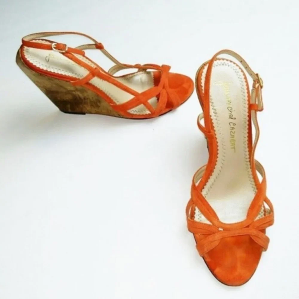 Jean-Michel Cazabat Sculpted Gold Nugget wedge shoes